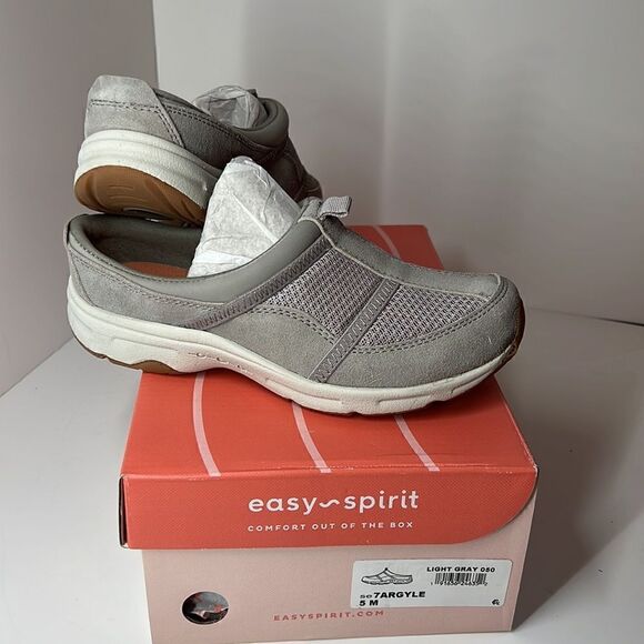 Easy Spirits Argyle Mesh Clogs Light Gray size 5M - Picture 2 of 7